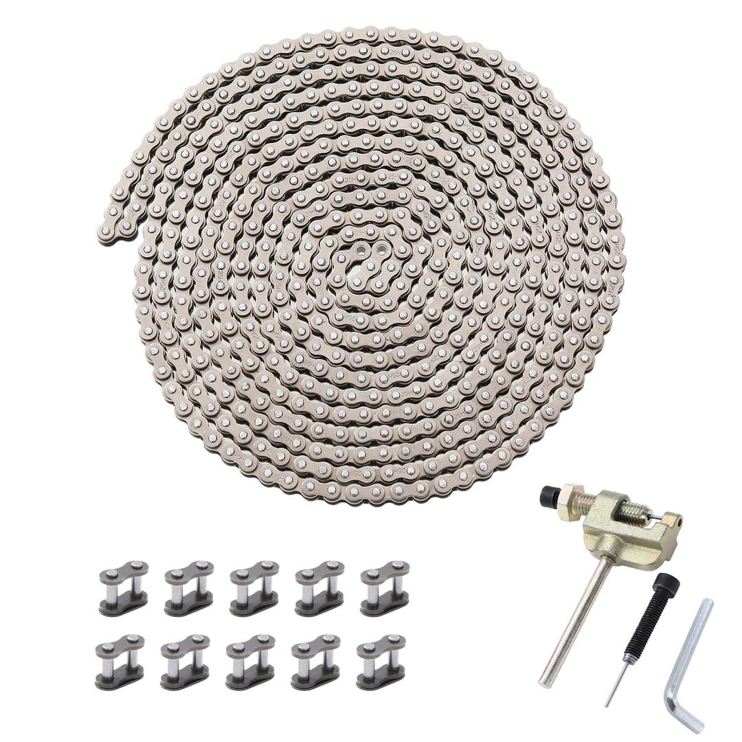 KAMIER 25H Roller Chain 10 Feet 480 Links Breaker for Razor MX350 MX500 MX650 SX500 RSF650 Dirt Bike E300 E200 E100 Electric Scooter ATV Quad Go Kart 47cc 49cc 2-Stroke Mini Pocket Rocket Bike Parts