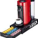 FlagShip Vertuo Pod Drawer Modern Black Metal Coffee Capsule Organizer & Space-Saving for Nespresso Pod Holder Coffee Machine Stand(30 Vertuo Pods Capacity)