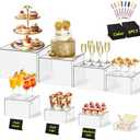 8 Pcs Clear Acrylic Buffet Risers with Mini Sign and Maker,Buffet Risers and Stands Clear Food Display Risers for Buffet Table Party Catering Dessert Cupcake Collectibles (8" 7" 6" 5" 5" 4" 4" 3")