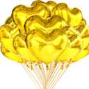 Jonhamwelbor 20Pcs 18 inch Gold Foil Mylar Heart Shape Balloons Decorations Valentines Birthday Wedding Baby Shower Party ( Gold )