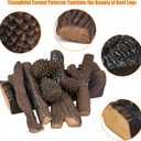 Skyflame 9-Pieces Ceramic Wood Logs with Pine, Faux Fireplace Logs for Gas Inserts, Fire Pits, Fireplace Decor