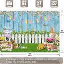 Fabric 7x5ft Spring Easter Photography Backdrop Blue Wooden Wall Colorful Eggs Rabbit Grass Bunny Floral Background Kids Party Decoration Photo Banner Booth