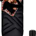 Cotton Flannel Sleeping Bag for Adults,4 Season Extra Wide Big&Tall XXL Portable Sleeping Bags for Warm Cold Weather Winter,Camping SleepingBag with Compression Sack,Hiking Backpacking,Indoor Outdoor