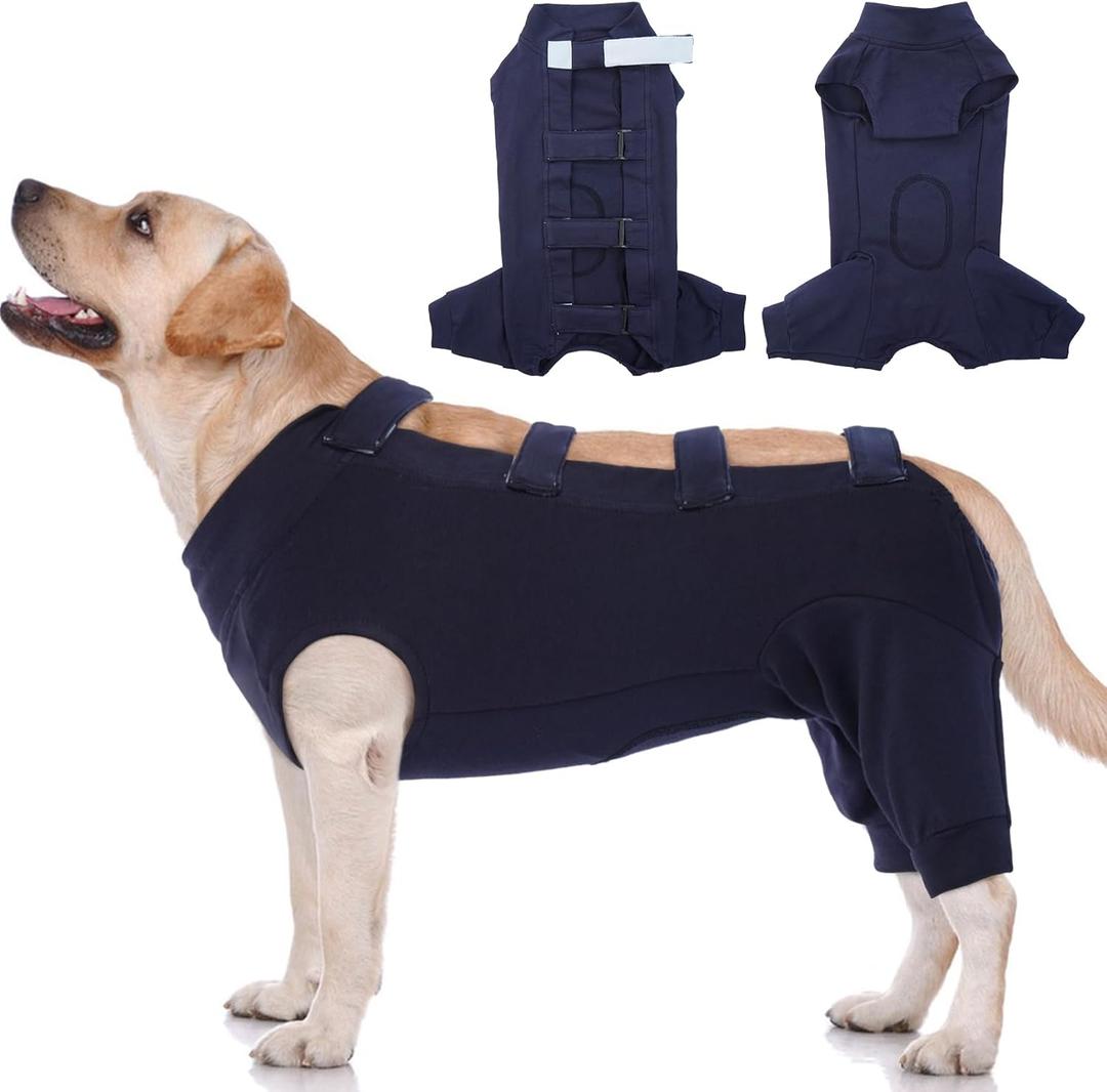 IECOii Pet Surgery Recovery Suit,Breathable Dog Bodysuit E-Collar & Cone Alternative Surgical Suit After Spayed/Neutered Wear,Recovery Suit for Dogs Male Female Sleeve to Prevent Licking,XL-Blue (X-Large(Chest:27.2-32.7 in))
