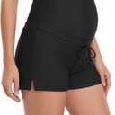 Foucome Maternity Swim Shorts Over The Belly Pregnancy Bathing Suit Bottoms Swimsuit Shorts with Liner Black XXL