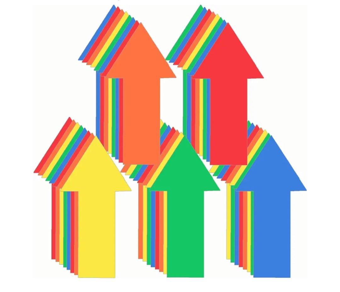 40 Pieces 8 Inch Arrow Sticker,Removable Adhesive Directional Sign Floor Decal Waterproof Arrow Marking Safe Road Instructions Sticker(Dark Blue, Green, Red, Orange, Yellow)