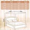 Canopy Bed Frame King Size, Stainless Steel Metal Bed Post Poles, Heavy Duty 4 Poster Floor Bedframe, Freestanding Easy Assemble, 78"W x 78"L