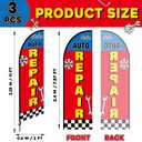 3 Pack Auto Repair Shop Feather Flag 11 FT Automotive Service Brake Swooper Flag Oil Change Advertising Banner Sign with Pole for Business Mechanics Automotive Car Repair Fix Mend Shops Store Supplies