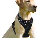 BARKBAY No Pull Dog Harness Front Clip Heavy Duty Reflective Easy Control Handle for Large Dog Walking(Black,XS) (X-Small(Chest:15.5-19.5))