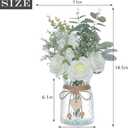 Faux Flowers with Vase,Artificial Silk Roses in Vase, Fake Plant Eucalyptus Flower Arrangement for Home Office Farmhouse Bathroom Dining Table Centerpiece Decorations Coffee Table Decor (White)