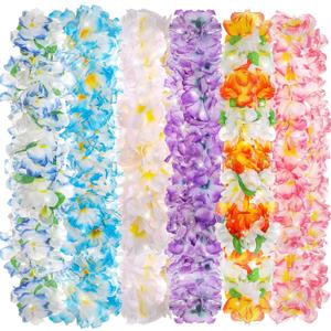Syhood 6 Pcs Hawaiian Leis Party Silk Flower Leis for Adult Mahalo Floral Thickened Tropical Floral Luau Garland for Hula Dance Luau Party Favors Wedding Birthday Holiday