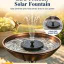Metal Bird Bath with Solar Fountain for Outside, 3" Deep Removable Birdbaths Bowl with Metal Ground Stake, Easy to Clean Outdoor Bird Bath for Garden Yard Lawn Decor, 1.4 Gallon