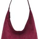 Slouchy Suede Shoulder Bags For Women Underarm Bag Womens Tote Bag Work Purses Crescent Bag Suede Handbag Travel Winter Fall (Winered)