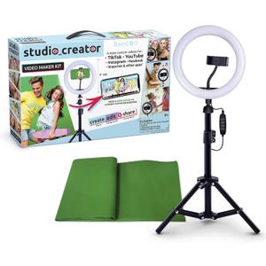 So DIY TikTok Instagram YouTube Ring Light with Green Screen and Phone Mount Tripod. Studio Creator Influencer Video Creator Kit