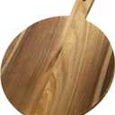 Acacia Wood Round Cutting Boards for Kitchen, 16.5''x13'' Large Wooden Cutting Board with Handle for Meat Pizza, Decorative Charcuterie Serving Board Chopping Board for Counter Dining Room