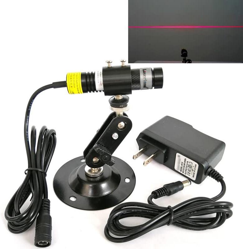638nm Red Line Light Module Generator Projector Marker Locator for Cloth Sawmill Wood Stone Tiles Alignment (+AC-DC adpter+Holder, Red Line)