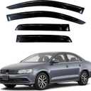 KPY Window Visor Compatible with Volkswagen (VW) Jetta 2011-2018, 4PC Rain Guard Side Window Vent Deflectors Tape-On Style, 2011 2012 2013 2014 2015 2016 2017 2018