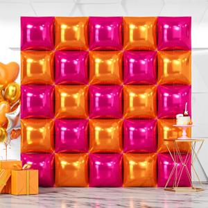 NISOCY 25PCS Rose Red and Orange Square Foil Balloons Wall Backdrop Double Sided Rose Red Orange Balloons Arch Kit for Birthday Baby Shower Valentine's Day Wedding Tropical Party Decorations