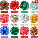 JOYIN 24 PCS Christmas Wrap Ribbon Pull Bows (5" Wide); Easy and Fast Gift Wrapping Accessory for Presents, Bows, Baskets, Wine Bottles Decoration, Xmas Gift Wrapping and Decoration Present (Colorful)