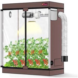 ATOUR 4x2 Grow Tent, 48"x24"x60''High Reflective Mylar 1680D Hydroponic Grow Tents, Waterproof Grow Tent with Double Cleart Observation Door and Floor Tray, for Indoor Plant Growing