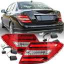 USR 08-11 W204 2D/4D Tail Light Rear Tail Lamps 2pc Set (Left + Right) Compatible with 2008-2011 Mercedes Benz C-Class 4 Door Sedan and 2 Door Coupe All Models AMG (FACELIFT 2012+ Style w/RED LED)
