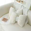 2 Pcs Bow Shaped Throw Pillow Bowknot Cushion Bow Lumbar Pillow Home Decorative Throw Pillows for Bed Couch Living Room Decor (White)