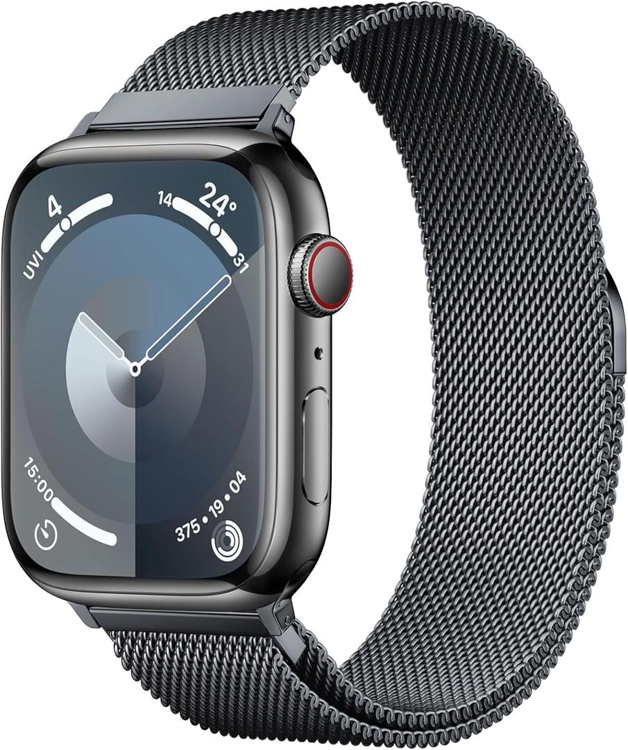 Original Stainless Steel Milanese Loop Compatible with Apple Watch Band 38mm 40mm 41mm 42mm 44mm 45mm 49mm, Magnetic Clasp Replacement Band for iwatch Series 9, Ultra 2, SE, Ultra, 8 7 6 5 4 3 2 1, (Space Grey)