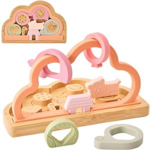 Baby High Chair Toys Bead Maze Infant Table Cloud Montessori Sorting Toys (Peach)