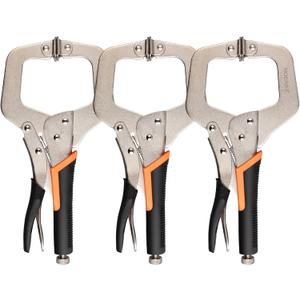 3-Pack 11 Inch Metal Face Clamps for Welding& Woodworking,Adjustable Heavy Duty Locking Pliers C Clamps