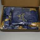 Roowest 100 Pcs Thank You Satin Gift Bags Drawstring Jewelry Candy Pouches for Wedding Bridal Shower Baby Shower Favor Drawstring Bag for Birthday Holiday Party (4 x 6 Inch, Navy Blue)