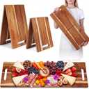 2 Pcs Large Charcuterie Board Foldable Acacia Wooden Charcuterie Board with Handle Serving Boards Tray Long Cutting Boards for Cheese Appetizers Party Travel (36 x 12 Inch, 30 x 12 Inch)