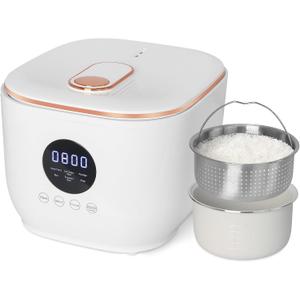 Low Sugar Rice Cooker 6 Cup, with Rice Steamer Basket, Smart StarchRemoving Rice Cooker, 5 Cooking Functions, 24-Hr Delay Timer and 8-Hr Keep Warm