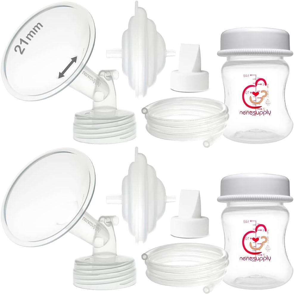 Nenesupply Pump Parts Compatible with Spectra S2 S1 9 Plus Breast Pump to Replace Spectra Pump Parts S2 Accessories Flange 21mm Duckbill Valve Tubing Pumping Bottles Backflow Protector