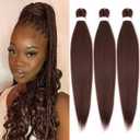 Chocolate Brown Braiding Hair Pre Stretched 18 Inch 3 Packs 33# Pre-stretched Braiding Hair EZ Braid Synthetic Hair Extensions for Crochet Box Braids