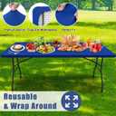 Moosfor Spandex 8 Foot Rectangle Table Cloth 2 Pack, Elastic Fitted Tablecloths for Picnic, Stretch Washable Patio Table Cover for Outdoor, Camping, Banquet and Parties (Blue, 30"x96")