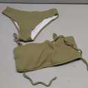 ZAFUL Women Strapless Ribbed High Cut Bandeau Bikini Lace Up 2 Pieces Swimwear (Medium, 0-Pea Green)