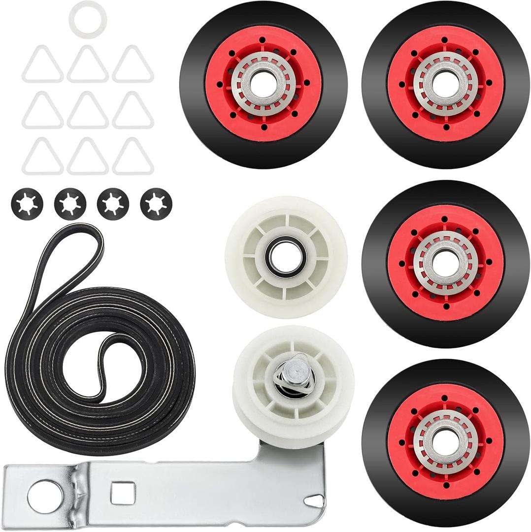 4392067 Dryer Repair Kit &W10837240 Dryer Idler Pulley Compatible for Kenmore,Maytag Whirl-poo Elite Dryers,Includes WPW10314173 Roller Drum Support Kit,661570v Dryer Belt,279640 Idler Pulley MIFLUS