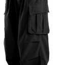 Verdusa Men's Drawstring Waist Pocket Side Loose Cargo Pants Baggy Joggers (X-Large, Black)