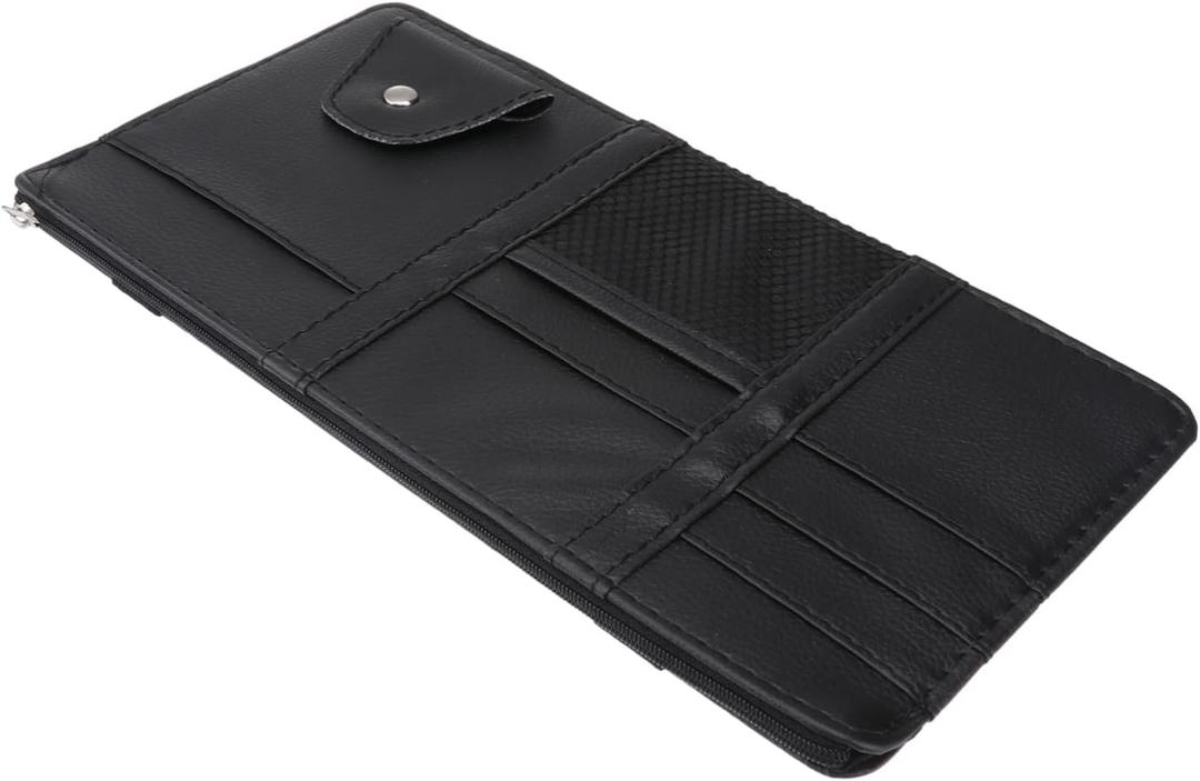 Multi-Functional Car Visor Organizer Storage Bag Zipper Auto Accessories for Easy Access for Drivers Black