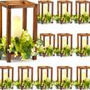 12 Set Wooden Wedding Lantern Centerpiece, Lantern Candle Holder for Farmhouse Candle Lantern for Table Fireplace, Perfect for Table Decoration & Country Barn Weddings(No Candles & Flowers)