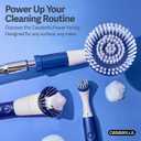 Casabella Handheld Spin Detail Scrubber, AA Battery Powered, 3 Brush Heads, White