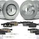 A-Premium Front and Rear Drilled and Slotted Disc Brake Rotors + Ceramic Pads Kit Compatible with Select Ford and Lincoln Models - Edge 2015-2021, MKX 2016-2018, Nautilus 2019-2023, 12-PC Set