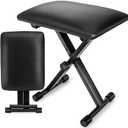 Foraineam Adjustable Keyboard Bench, X-Style Padded Cushion Piano Stool Bench Collapsible Keyboard Chair Seat with Non-Skid Design, Medium