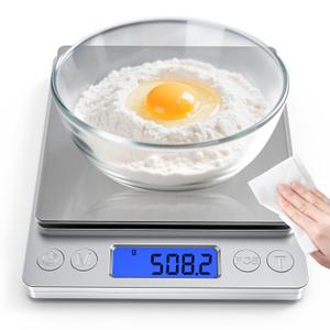 Rechargeable Digital Food Scale with Gram and Ounce, Measuring Range 0.1g/3kg(6.6lb), Smart Kitchen Scale for Food, Baking, Cooking, Sourdough Bread, Weight Loss - Small Kitchen Gadget Product