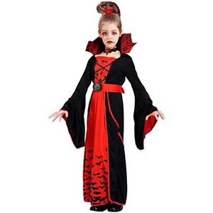 ThinkMax Halloween Vampire Costume for Girls， Kids Royal Queen Skirt for Halloween Dress Up Party, Size Medium