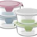 4 PCS Glass Meal Prep Containers with Lids, Airtight 3.75 Cup Glass Storage Containers Set, Heat-Resistant BPA-Free Glass Containers for Soup Leftover, Microwave, Dishwasher, and Freezer Safe