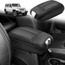 Muslogy Center Console Armrest Cover Fit for Jeep Wrangler JK JKU 2011-2017 Accessories, Comfort Armrest Pad Console Lid Cushion Vegan Leather Regular Thick