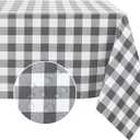 Romanstile Rectangle Vinyl PVC Tablecloth, 100% Waterproof Buffalo Plaid Plastic Table Cloth, Oil Proof Heavy Duty Wipeable Table Covers for Dining/Camping/Picnic/Outdoor - 60 x 84, Grey and White