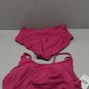 Charmo Women's High Waisted Bikini Sets Sporty Two Piece Swimsuit Ribbed Tummy Control Bathing Suit with Pockets (Medium, Violet Red)