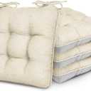 Love's cabin Memory Foam Chair Cushions Set of 4, Outdoor/Indoor Chair Pads for Dining Chairs 4 Pack, Seat Cushions for Kitchen, Dining Room, Office, Patio Chairs, 15.5"x15.5"x3.5" Beige